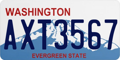 WA license plate AXT3567