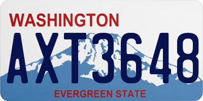 WA license plate AXT3648