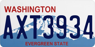WA license plate AXT3934