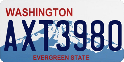 WA license plate AXT3980