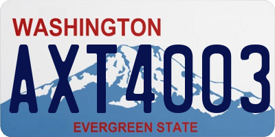 WA license plate AXT4003