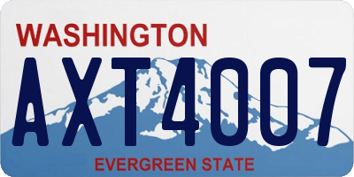 WA license plate AXT4007