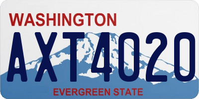WA license plate AXT4020