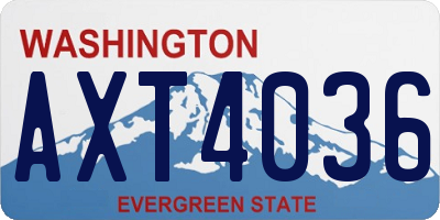 WA license plate AXT4036