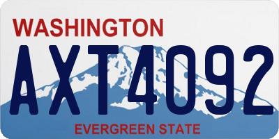 WA license plate AXT4092