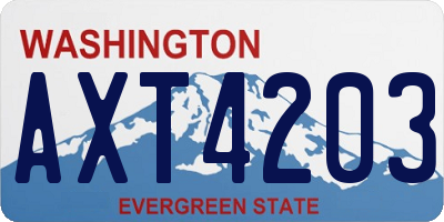 WA license plate AXT4203