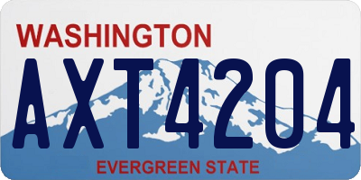 WA license plate AXT4204