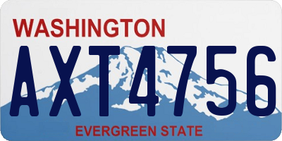 WA license plate AXT4756
