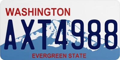 WA license plate AXT4988