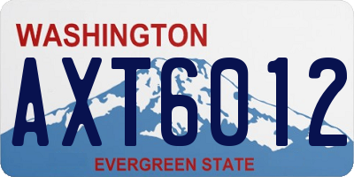 WA license plate AXT6012