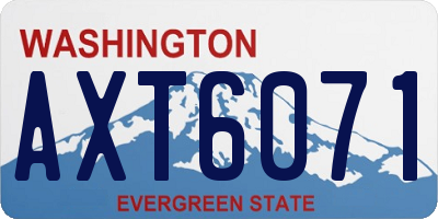 WA license plate AXT6071