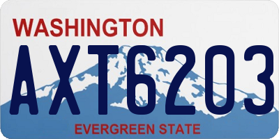 WA license plate AXT6203