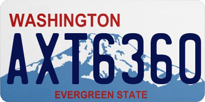 WA license plate AXT6360