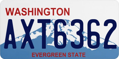 WA license plate AXT6362