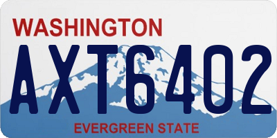 WA license plate AXT6402