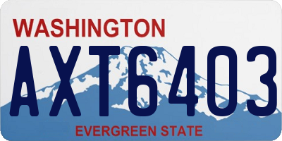 WA license plate AXT6403