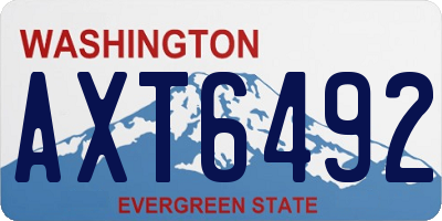 WA license plate AXT6492