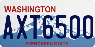 WA license plate AXT6500