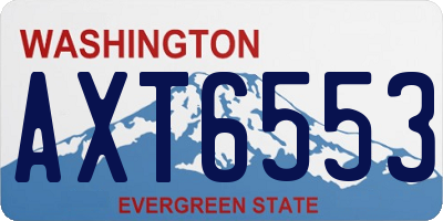 WA license plate AXT6553