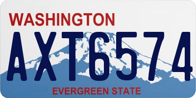 WA license plate AXT6574