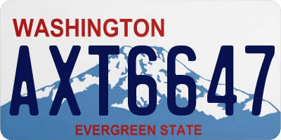 WA license plate AXT6647