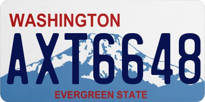 WA license plate AXT6648