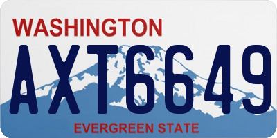 WA license plate AXT6649