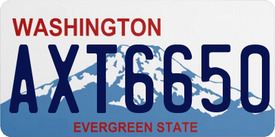 WA license plate AXT6650