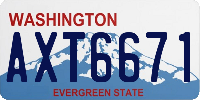 WA license plate AXT6671