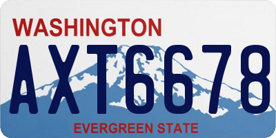 WA license plate AXT6678