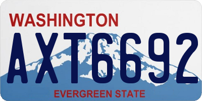 WA license plate AXT6692