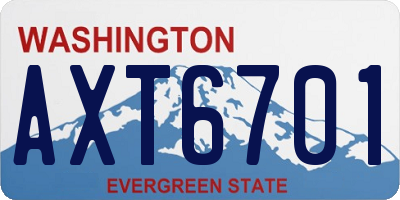 WA license plate AXT6701