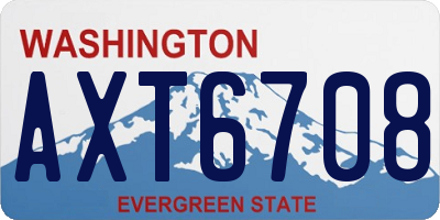 WA license plate AXT6708
