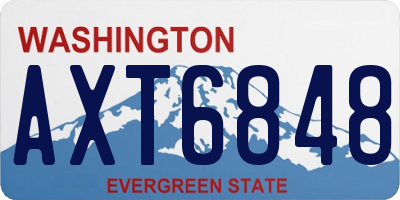 WA license plate AXT6848