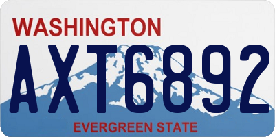 WA license plate AXT6892