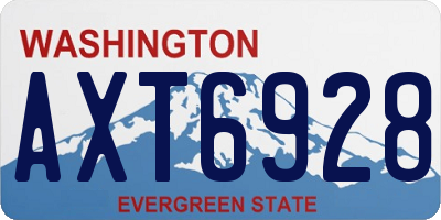 WA license plate AXT6928
