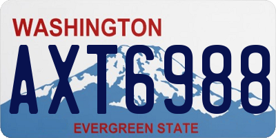 WA license plate AXT6988