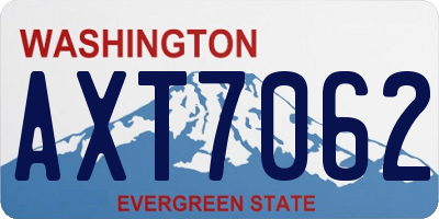 WA license plate AXT7062