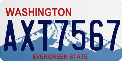 WA license plate AXT7567
