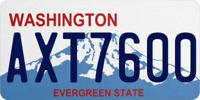 WA license plate AXT7600