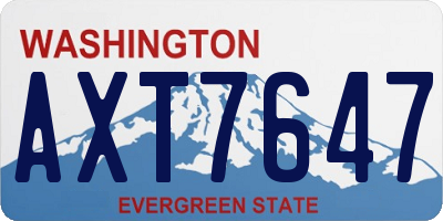 WA license plate AXT7647