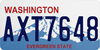 WA license plate AXT7648