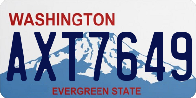 WA license plate AXT7649