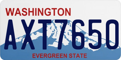 WA license plate AXT7650