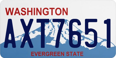 WA license plate AXT7651