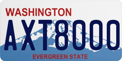 WA license plate AXT8000