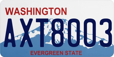 WA license plate AXT8003