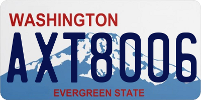 WA license plate AXT8006