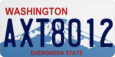WA license plate AXT8012