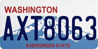 WA license plate AXT8063